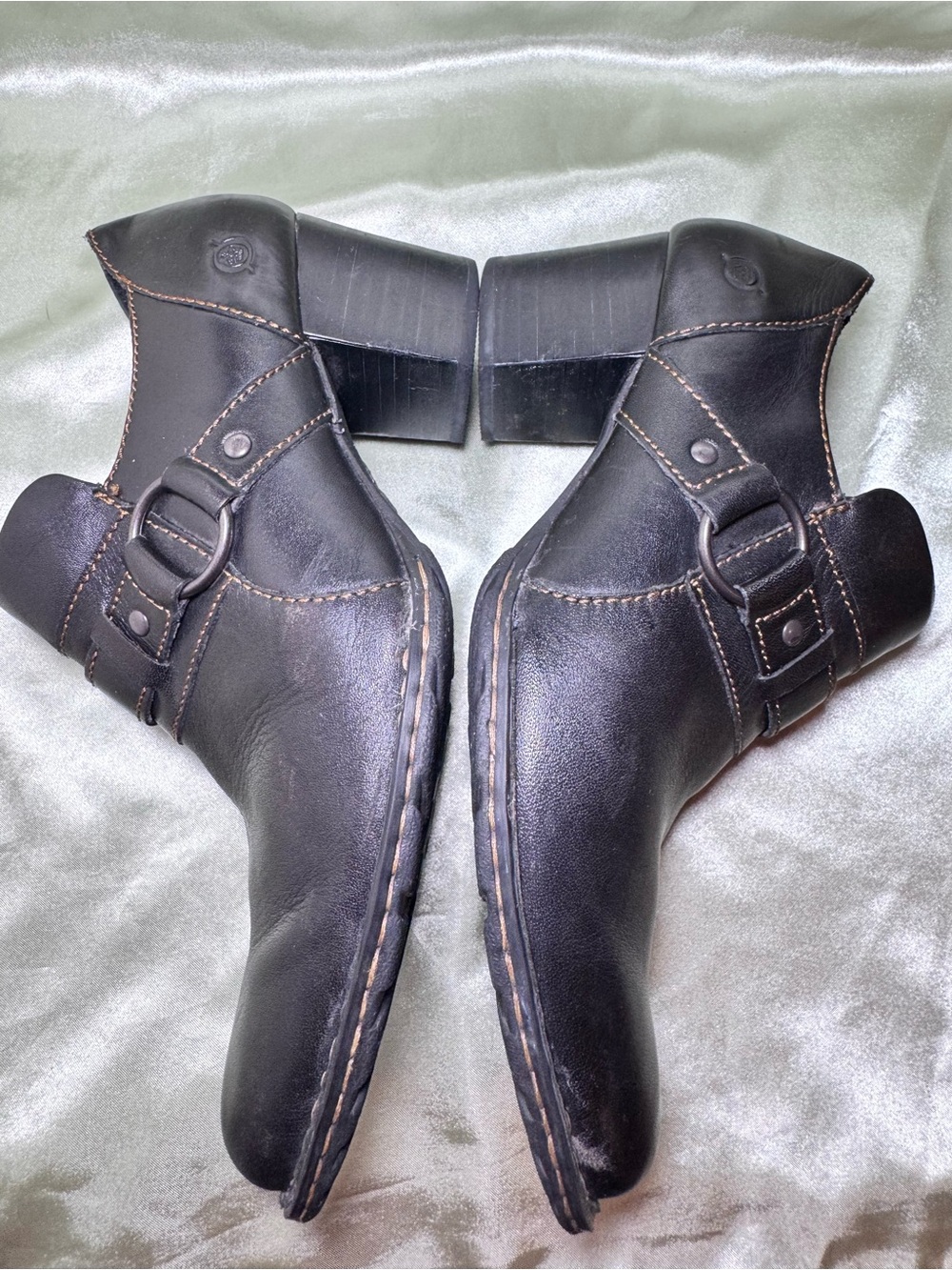 Born Leather Black Heeled Ankle Boots with Buckle Detail Women’s size 9 - Picture 6 of 9